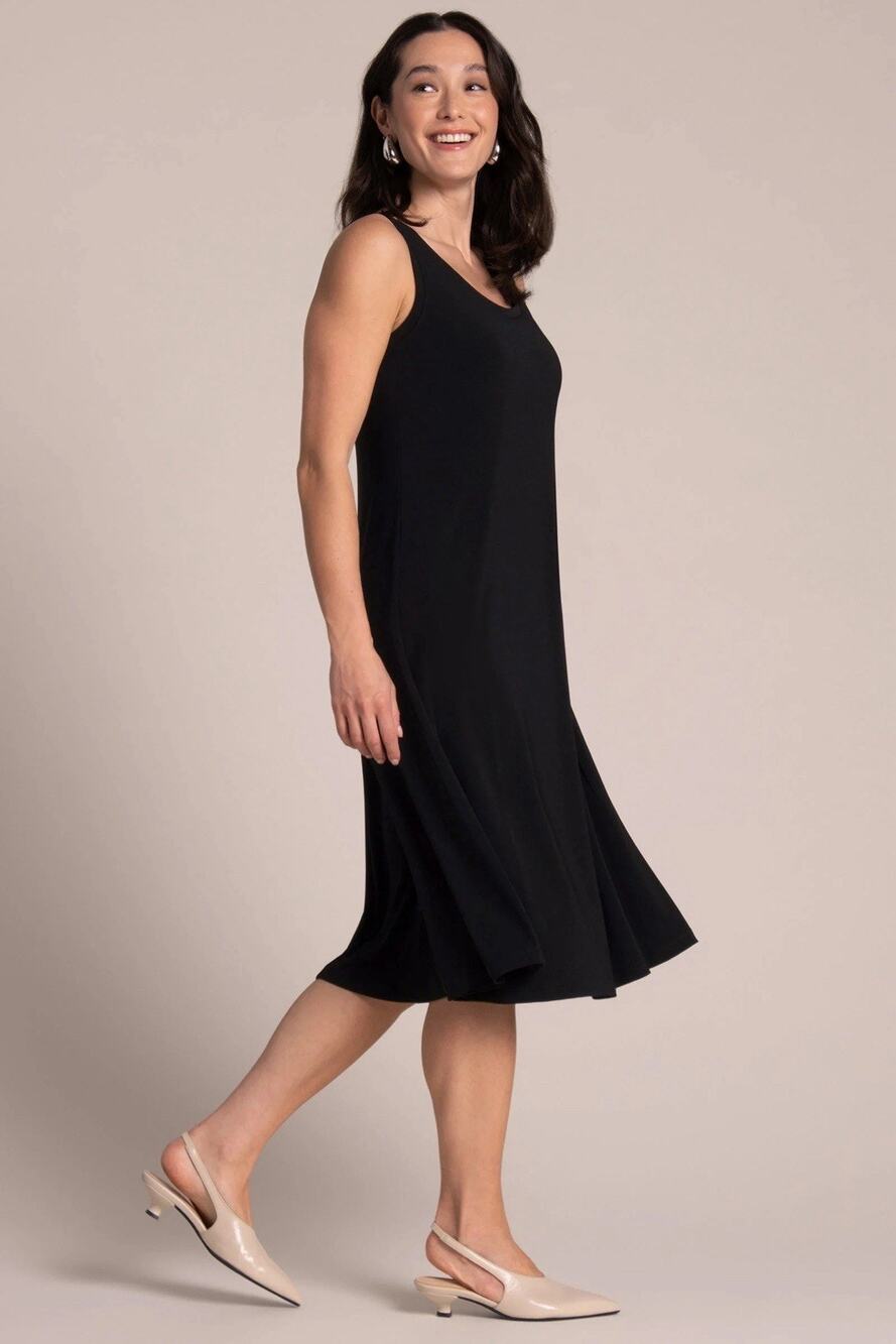 Sympli Nu Tank Lagenlook Dress Size 10 Slinky Jersey Black A Line $150